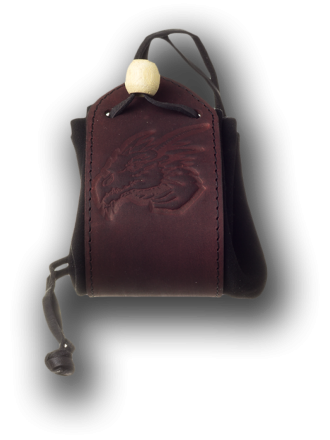 trollfelsen Lederbeutel Drache antik